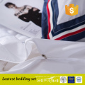 Popular applique label hotel bedding / stripe border luxury home bedding sets